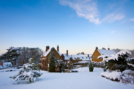 City covered in snow